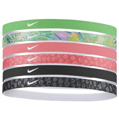 Nike Printed Headbands 6pk GREEN/CORAL_CHALK