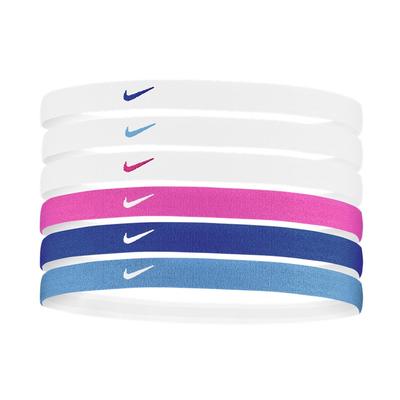 Nike Printed Headbands 6pk WHITE/WHITE/DEEP_ROYAL_BLUE
