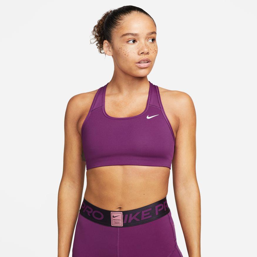 Purple Racerback Nike Swoosh Sports Bras.