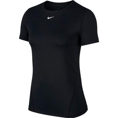 Women's Nike Pro Short-Sleeve Mesh Top BLACK/WHITE