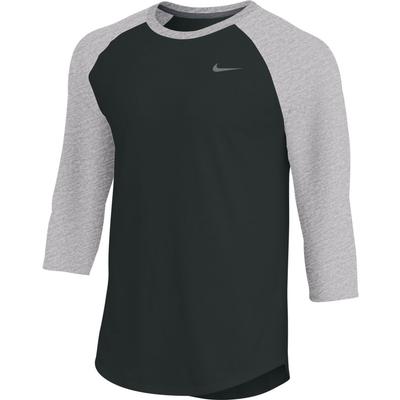 Men's Nike Dri-FIT 3/4-Sleeve Raglan Top BLACK/DARK_GREY_HTR