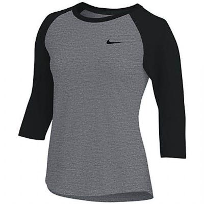 Women's Nike Dri-FIT 3/4-Sleeve Top DARK_GREY_HTR/BLACK