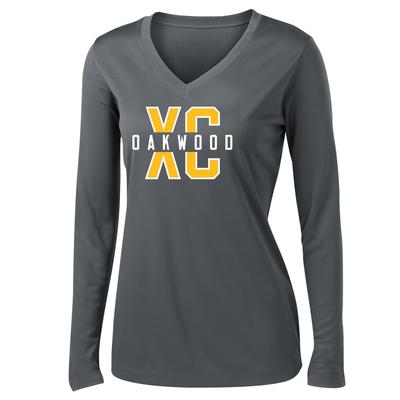 Women's Oakwood XC Competitor V-Neck Long-Sleeve Tech Tee IRON_GREY