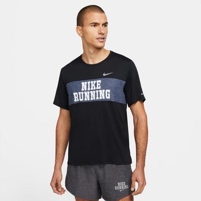 Men's Nike Miler Short-Sleeve Heritage BLACK/THUNDER_BL/HTR