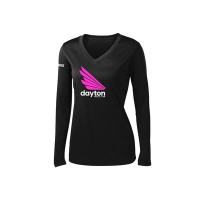 Women's DTC Competitor V-Neck Long-Sleeve Tech Tee BLACK/PINK/WHITE