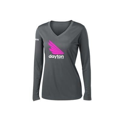 Women's DTC Competitor V-Neck Long-Sleeve Tech Tee IRON_GREY/PINK/WHITE