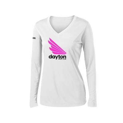 Women's DTC Competitor V-Neck Long-Sleeve Tech Tee WHITE/PINK/BLACK