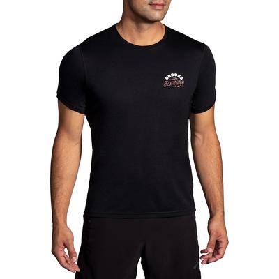 Men's Brooks Distance Graphic Short Sleeve BLACK/RUN_BUDDIES