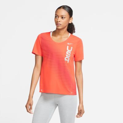 Women's Nike USA City Sleek Short Sleeve Top CHILE_RED