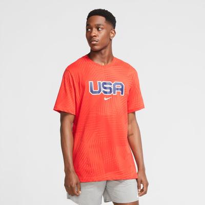 Men's Nike Mixed Relays Short Sleeve Top CHILE_RED