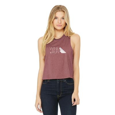  Women's Racerback Cropped Wine & Run Tank