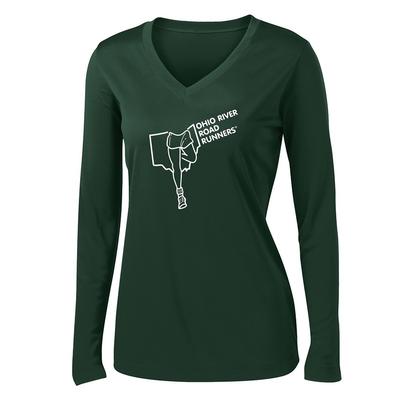 Women's ORRRC Competitor V-Neck Long-Sleeve Tech Tee FOREST_GREEN/WHITE