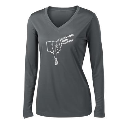 Women's ORRRC Competitor V-Neck Long-Sleeve Tech Tee IRON_GREY/WHITE