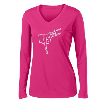 Women's ORRRC Competitor V-Neck Long-Sleeve Tech Tee PINK_RASPBERRY/WHITE