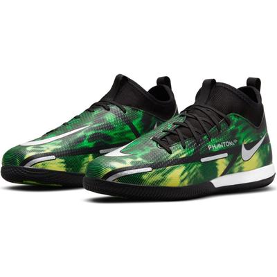 Nike Jr. Phantom GT2 Academy Dynamic Fit IC Indoor/Court Soccer Shoes Black/Platinum/Green