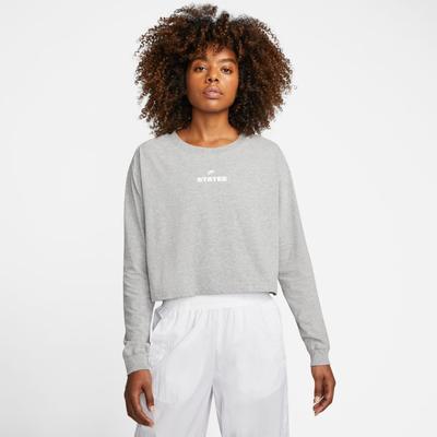 Nike U.S. Women's Cropped Long-Sleeve T-Shirt Dark Grey Heather