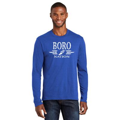 Men's Boro Nation Long Sleeve Fan Favorite Blend Tee TRUE_ROYAL_HTR/WHITE