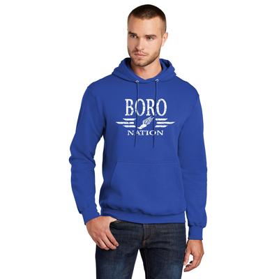 Men's Boro Nation Core Fleece Pullover Hooded Sweatshirt TRUE_ROYAL/WHITE