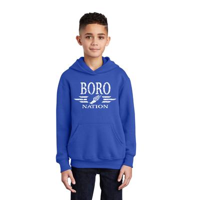 Youth Boro Nation Core Fleece Pullover Hooded Sweatshirt TRUE_ROYAL/WHITE