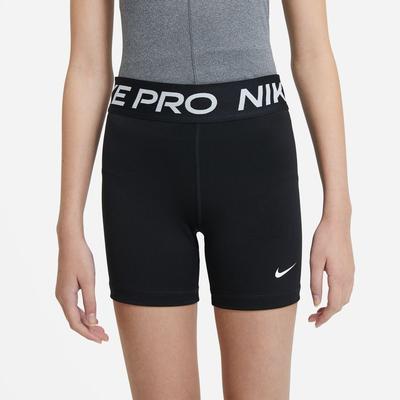 Girl's Nike Pro Big Kids' Shorts BLACK/WHITE