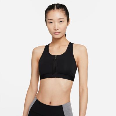Women's Nike Dri-FIT Swoosh  Medium-Support Padded Zip-Front Sports Bra BLACK/WHITE