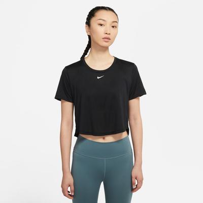 Women's Nike Dri-FIT One Standard Fit Short-Sleeve Cropped Top BLACK/WHITE