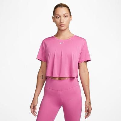 Women's Nike Dri-FIT One Standard Fit Short-Sleeve Cropped Top COSMIC_FUCHSIA/WHITE