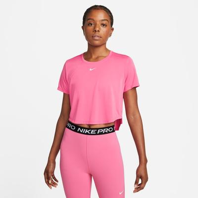 Women's Nike Dri-FIT One Standard Fit Short-Sleeve Cropped Top PINKSICLE/WHITE