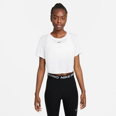 Women's Nike Dri-FIT One Standard Fit Short-Sleeve Cropped Top WHITE/BLACK