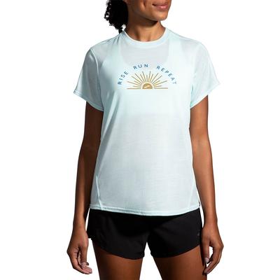 Women's Brooks Distance Graphic Short Sleeve ICE_BLUE/RISE_RUN