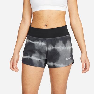 Women's Nike Dri-FIT Eclipse Mid-Rise Printed Running Shorts BLACK/WHITE