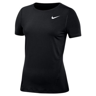 Women's Nike Pro Short-Sleeve Mesh Top BLACK/WHITE