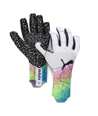 Puma FUTURE:ONE Grip 1 NC Soccer Goalkeeper Gloves WHITE/BLACK/YELLOW