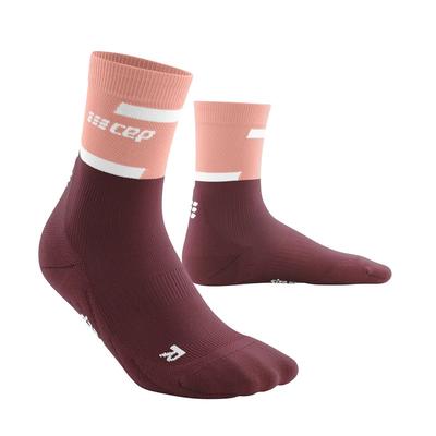 Women's CEP Run Compression Mid Cut Socks 4.0 ROSE/DARK_RED