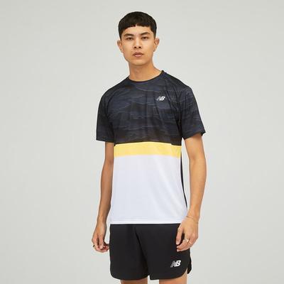 Men's New Balance Striped Accelerate Short Sleeve BLACK/ORANGE