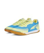 Puma Pressing III Indoor Soccer Shoe: Azur/Yellow/White