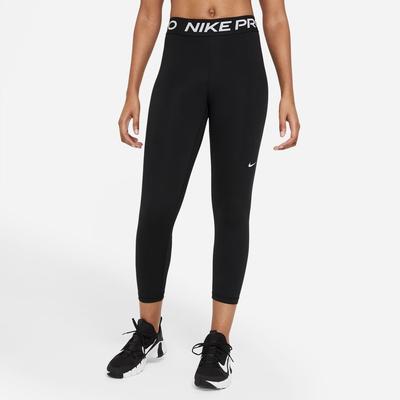 Women's Nike Pro 365 Mid-Rise Cropped Mesh Panel Leggings BLACK/WHITE