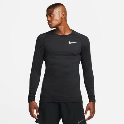 Men's Nike Pro Long-Sleeve Crew BLACK/WHITE
