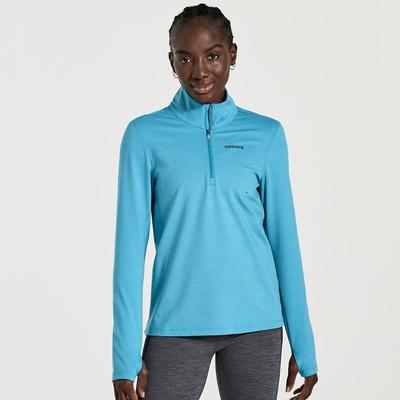 Women's Saucony Solstice 1/4 Zip TURQUOISE_HEATHER