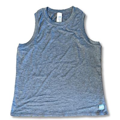 Women's Runners Plus High Neck Crop Performance Tank HEATHER_BLUE