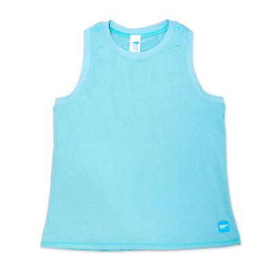 Women's Runners Plus High Neck Crop Performance Tank HEATHER _AQUA_SPLASH