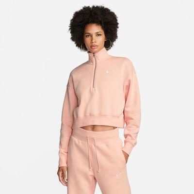 Women's Nike Sportswear Phoenix Fleece Oversized 1/2-Zip Crop Sweatshirt ARCTIC_ORANGE/SAIL