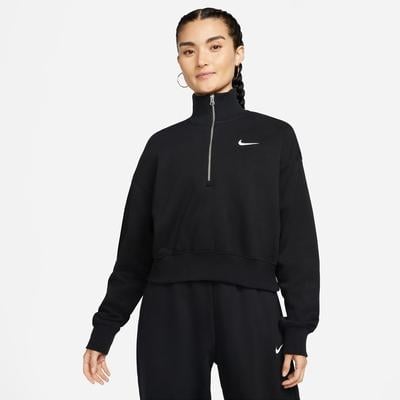 Women's Nike Sportswear Phoenix Fleece Oversized 1/2-Zip Crop Sweatshirt BLACK/SAIL