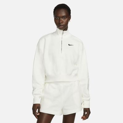 Women's Nike Sportswear Phoenix Fleece Oversized 1/2-Zip Crop Sweatshirt SAIL/BLACK