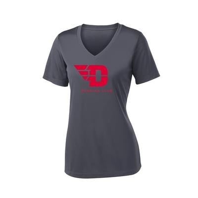 Women's UD Run Club Competitor V-Neck Short-Sleeve IRON_GREY/RED