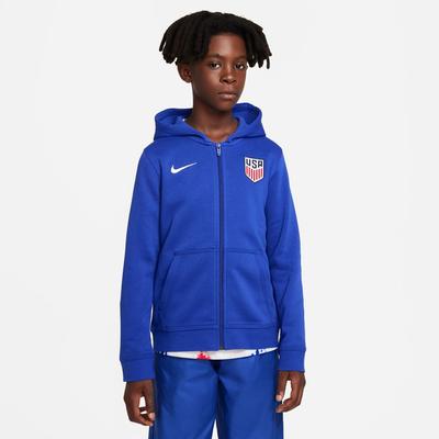 Nike USA Full Zip Hoodie Youth Old Royal/White