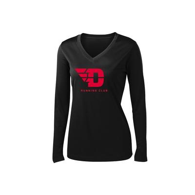 Women's UD Run Club Competitor V-Neck Long-Sleeve BLACK/RED