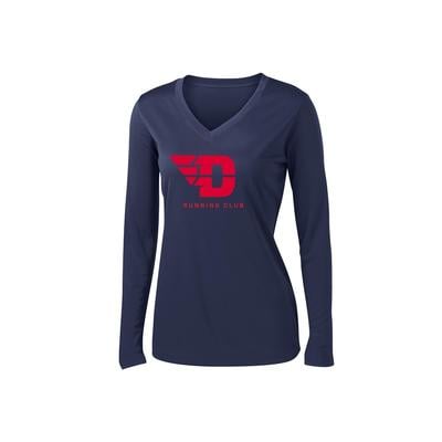 Women's UD Run Club Competitor V-Neck Long-Sleeve TRUE_NAVY/RED