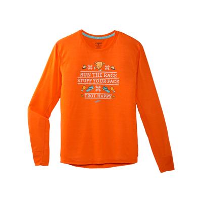 Men's Brooks Distance Graphic Long Sleeve ORANGE/TROT_HAPPY