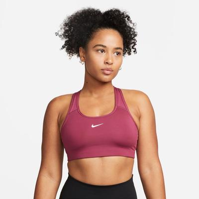 Women's Nike Swoosh Medium-Support Pad Sports Bra ROSEWOOD/WHITE